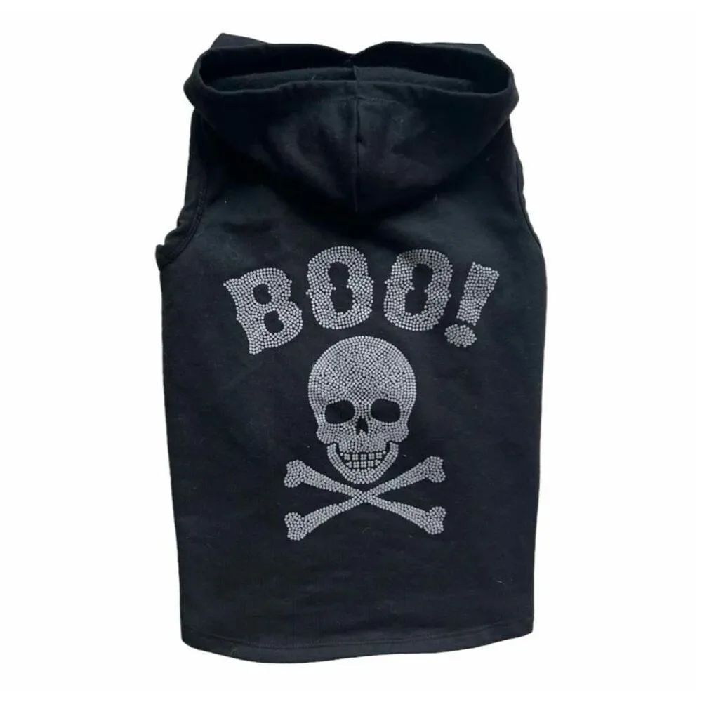 Simply Dog Boo Skull Halloween Hooded Hoodie Festive Shirt - Sz L 21-24”